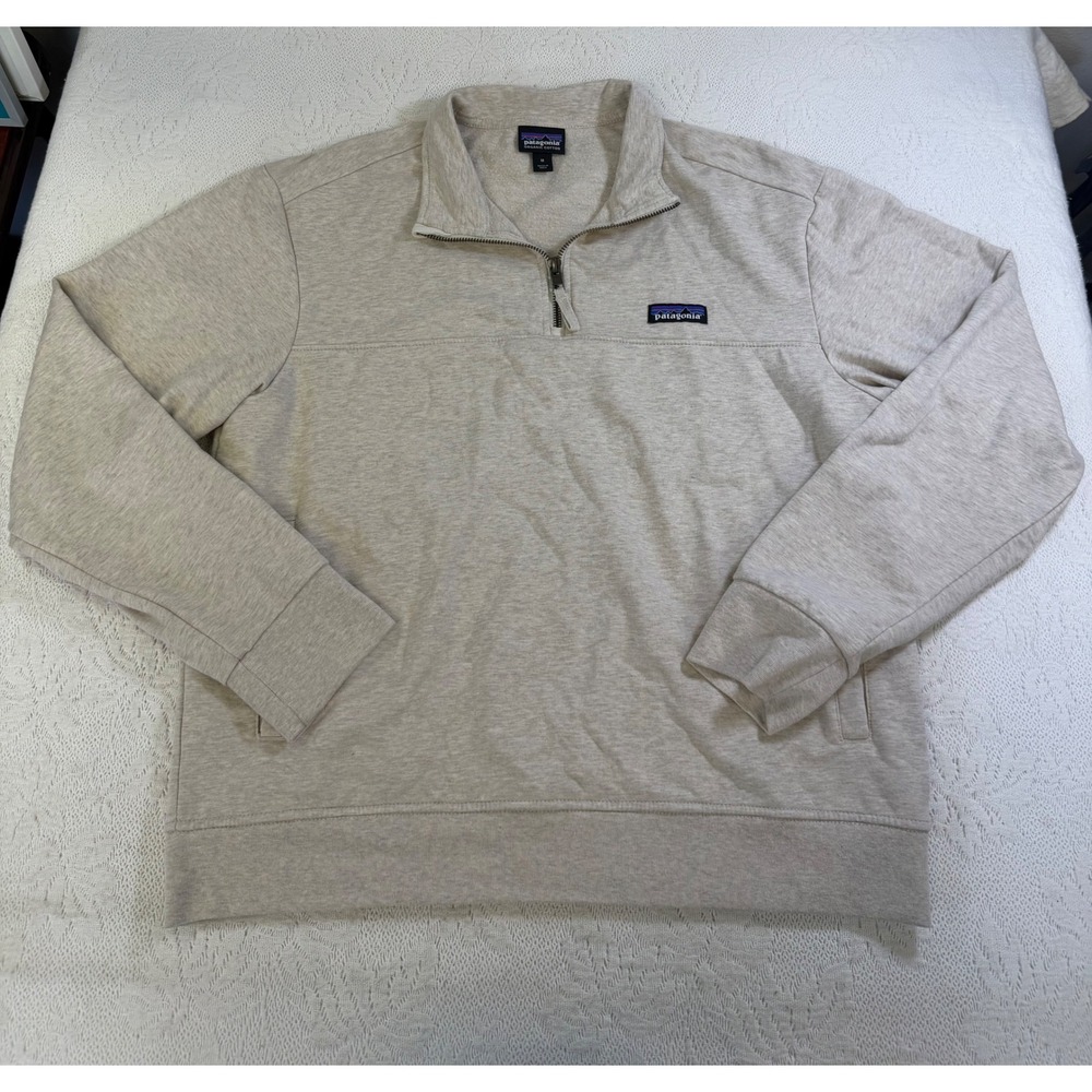 Patagonia Mens Ahnya Quarter Zip Pullover Oatmeal Heather Grey 42150 Size M